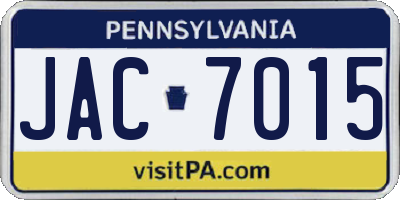PA license plate JAC7015