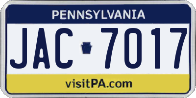 PA license plate JAC7017
