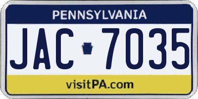 PA license plate JAC7035