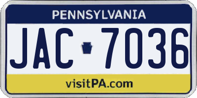 PA license plate JAC7036