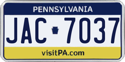 PA license plate JAC7037