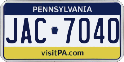 PA license plate JAC7040