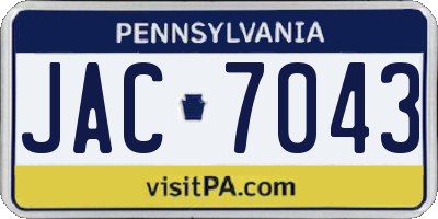 PA license plate JAC7043