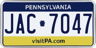 PA license plate JAC7047