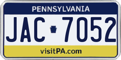 PA license plate JAC7052