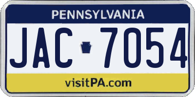 PA license plate JAC7054