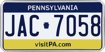 PA license plate JAC7058