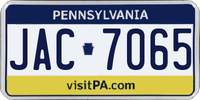 PA license plate JAC7065