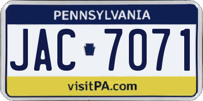PA license plate JAC7071