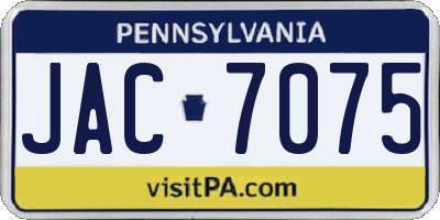 PA license plate JAC7075
