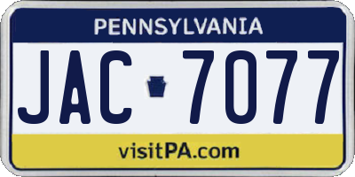 PA license plate JAC7077