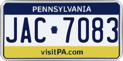 PA license plate JAC7083