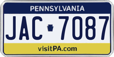 PA license plate JAC7087