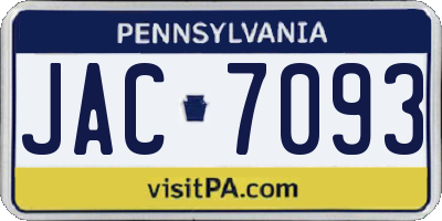 PA license plate JAC7093