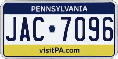 PA license plate JAC7096