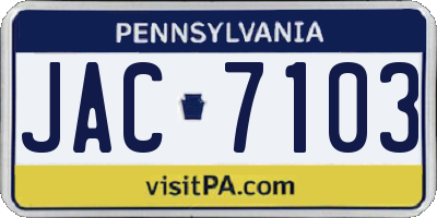 PA license plate JAC7103