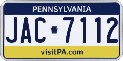 PA license plate JAC7112