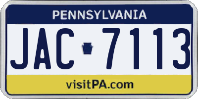 PA license plate JAC7113