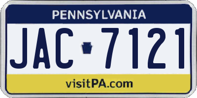 PA license plate JAC7121