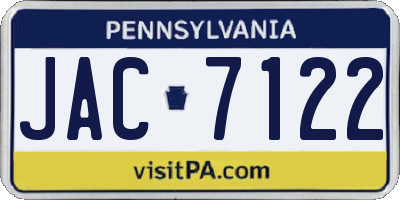 PA license plate JAC7122