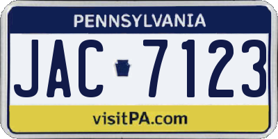 PA license plate JAC7123