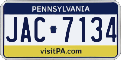 PA license plate JAC7134