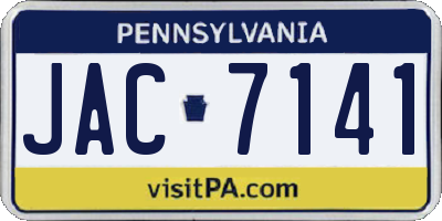 PA license plate JAC7141