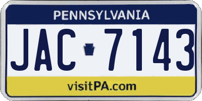 PA license plate JAC7143