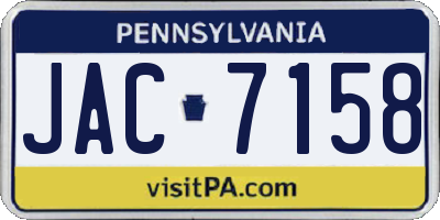 PA license plate JAC7158