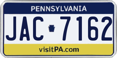 PA license plate JAC7162