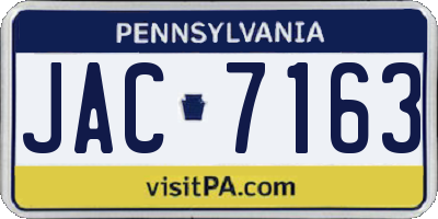 PA license plate JAC7163