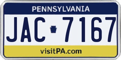 PA license plate JAC7167