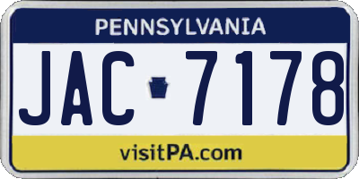 PA license plate JAC7178