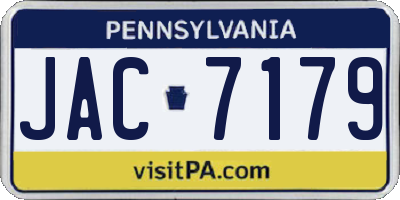 PA license plate JAC7179