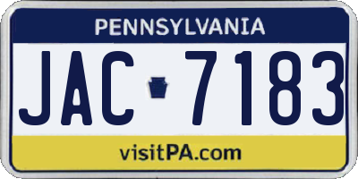 PA license plate JAC7183