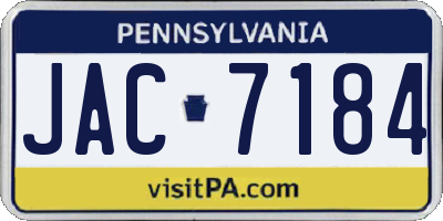 PA license plate JAC7184