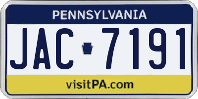 PA license plate JAC7191