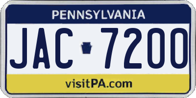 PA license plate JAC7200