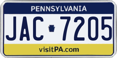 PA license plate JAC7205