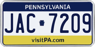 PA license plate JAC7209