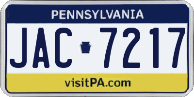 PA license plate JAC7217