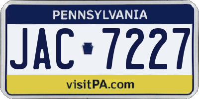 PA license plate JAC7227