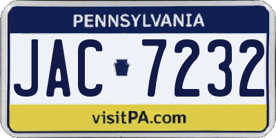 PA license plate JAC7232