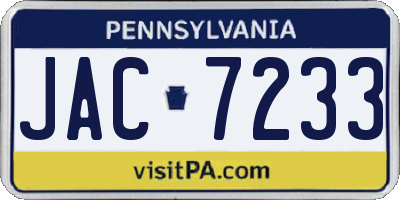 PA license plate JAC7233