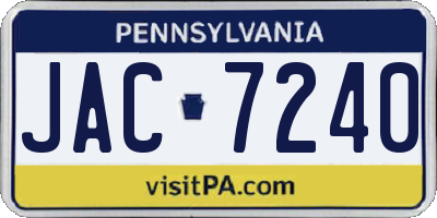 PA license plate JAC7240