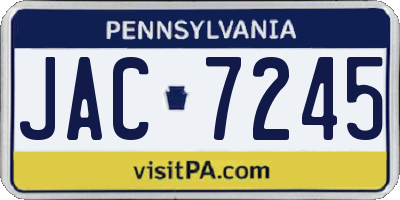 PA license plate JAC7245
