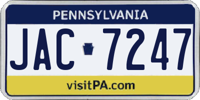 PA license plate JAC7247