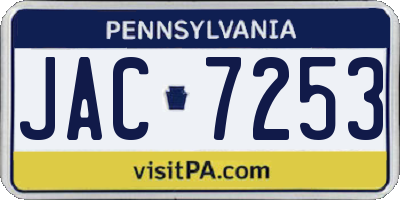 PA license plate JAC7253