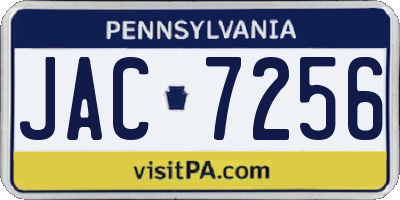 PA license plate JAC7256