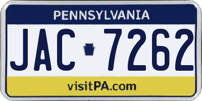 PA license plate JAC7262